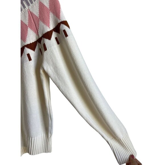 Free Assembly Women's Size XXL Cream Fair Aisle Mock Neck Pullover Sweater - Picture 7 of 9